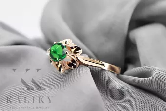 Изумрудное оригинальное винтажное кольцо 14K Rose Gold Ring Vintage Jewlery vrc004r